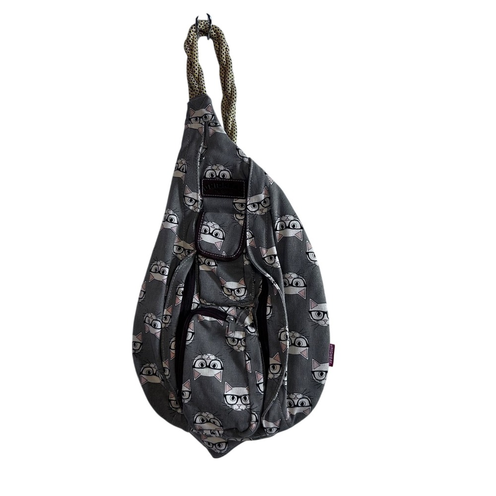 Unionbay Sling Backpack One Size Grey Cat Glasses Print Women Bag